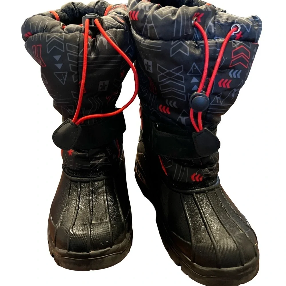 Merence Kids Snow Boots Size 12 Black Red Winter Boots